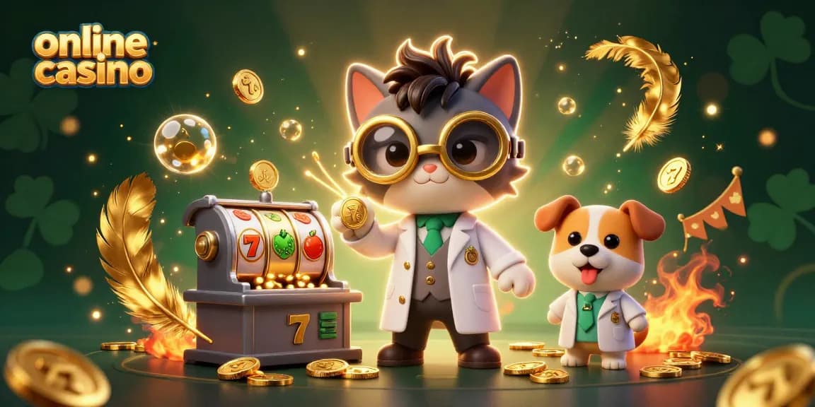 Engage with the exciting world of online casino gaming featuring animated characters and casino elements.