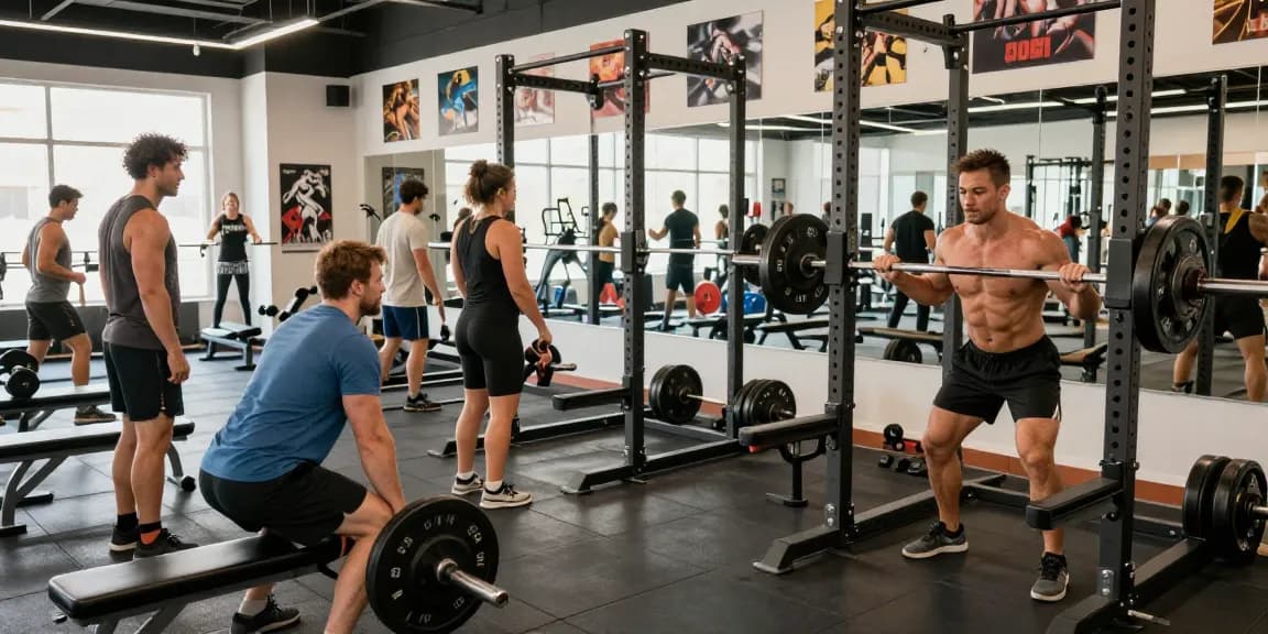 Utionon Steroids Shop – Krafttraining im modernen Fitnessstudio mit Bodybuilder und Trainingsgeräten.