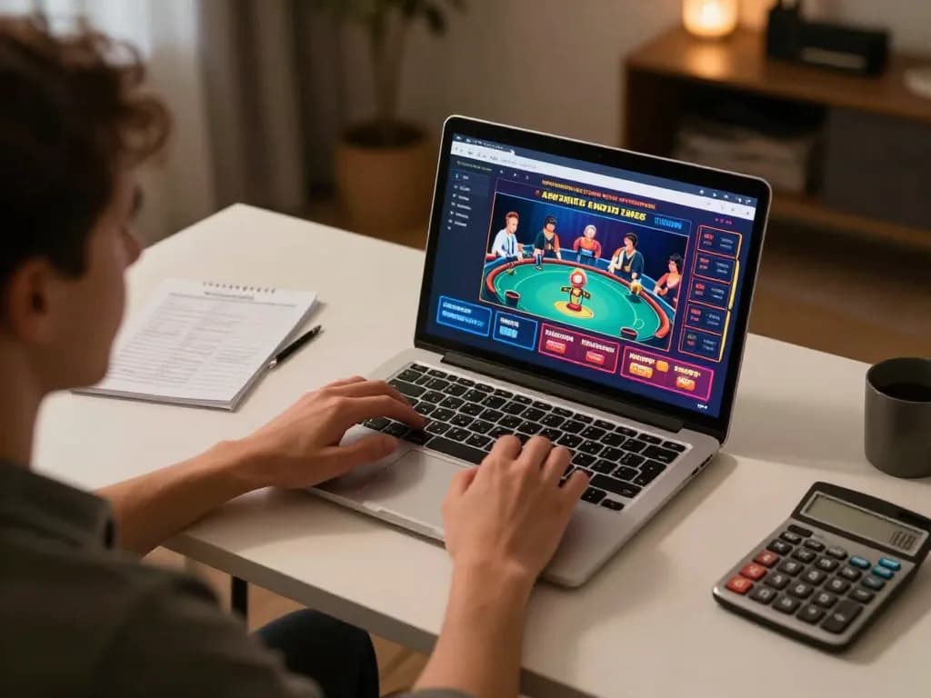 Player strategizing with 23Win online casino from a cozy home setup