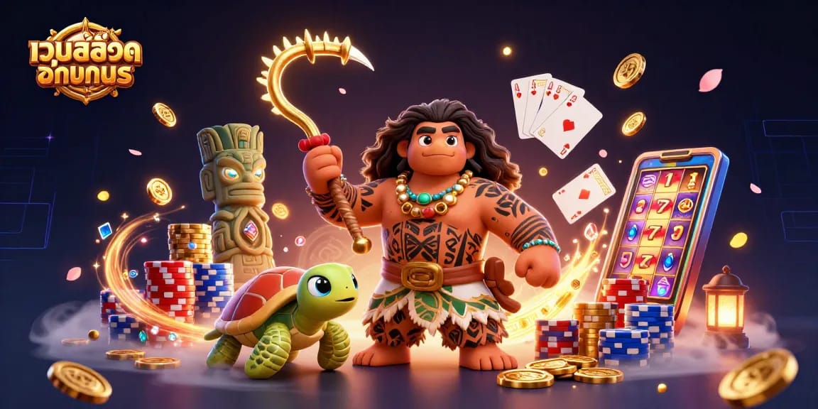 Engage with เว็บสล็อตทดลอง and spin vibrant slot reels in an exciting casino-themed scene.