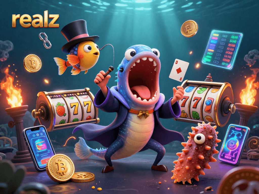 Erleben Sie realz im dynamischen Spiel mit einem biolumineszenten Tiefsee-Aal und futuristischen Spielautomaten.