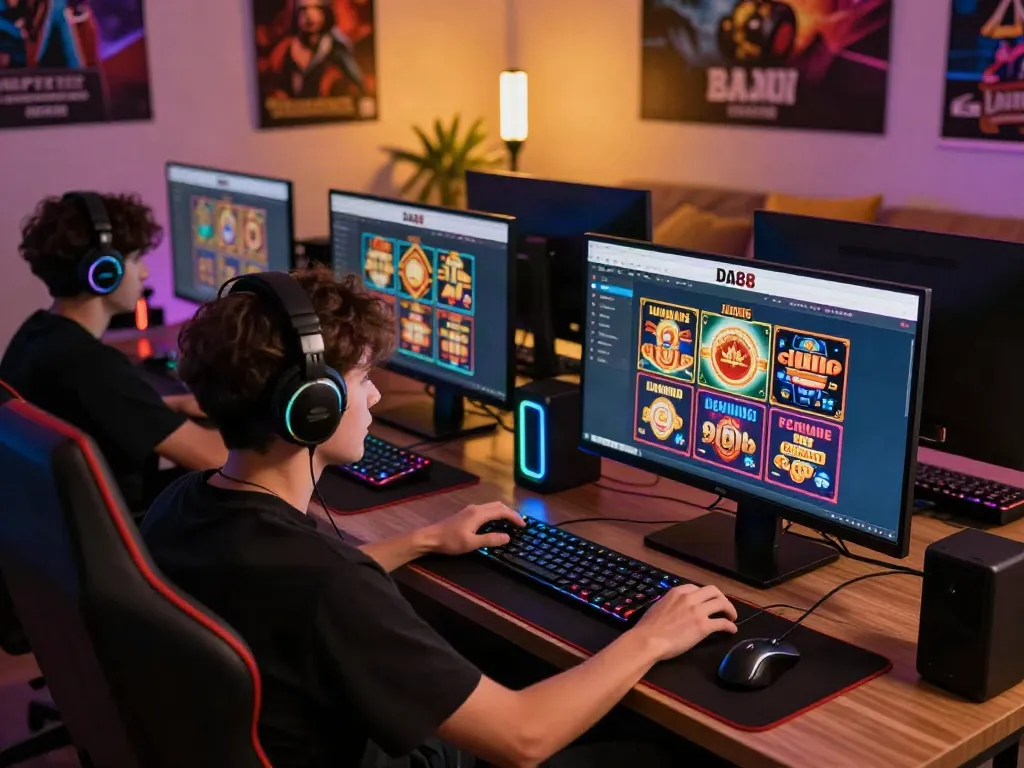 Engaging online gaming experience with DA88 displayed on screen, immersive atmosphere.