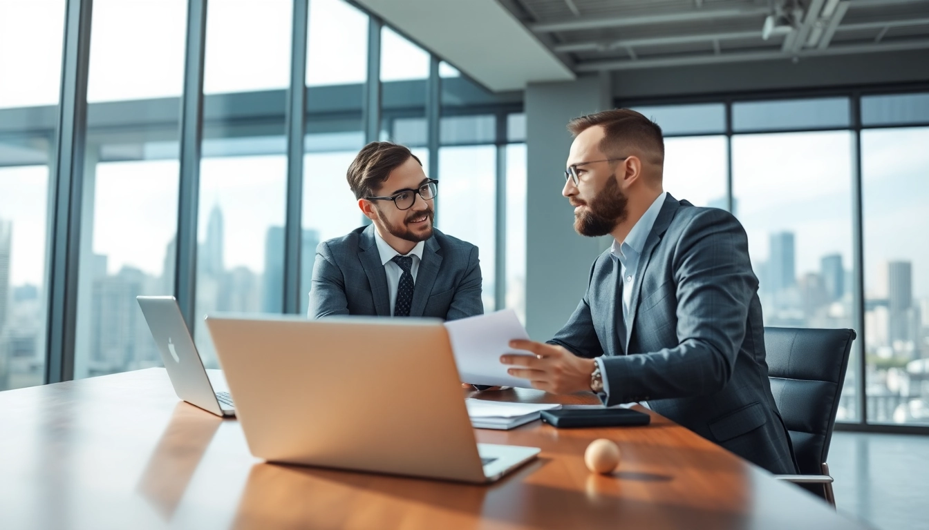 Headhunter Ingenieure konsultieren einen Ingenieur in einer modernen Büroumgebung.