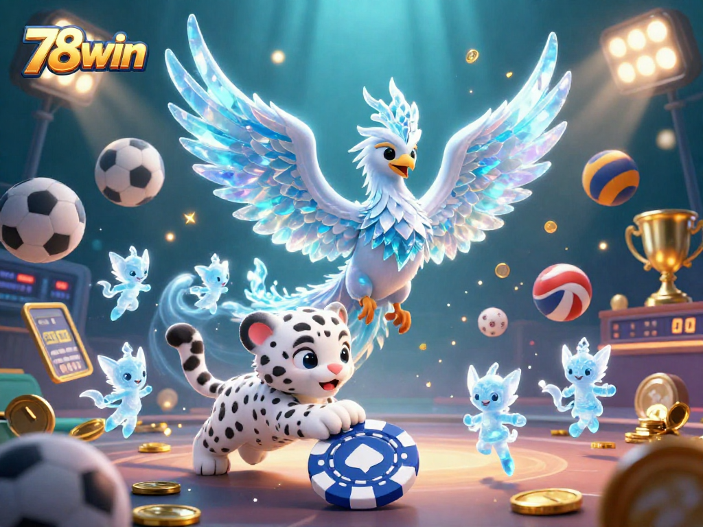 Win big at 78win with a lively scene of characters and sports elements celebrating success.