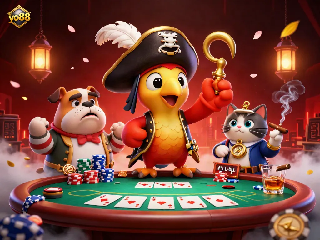 Experience thrilling moments at yo88 with a vibrant casino scene showcasing poker action and adventure.