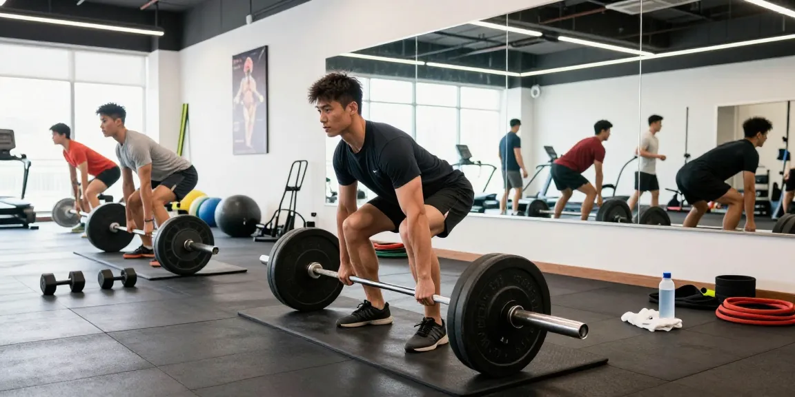Steroid Shop Deutschland: Bodybuilder beim Deadlift-Training in modernem Fitnessstudio mit Equipment im Hintergrund.