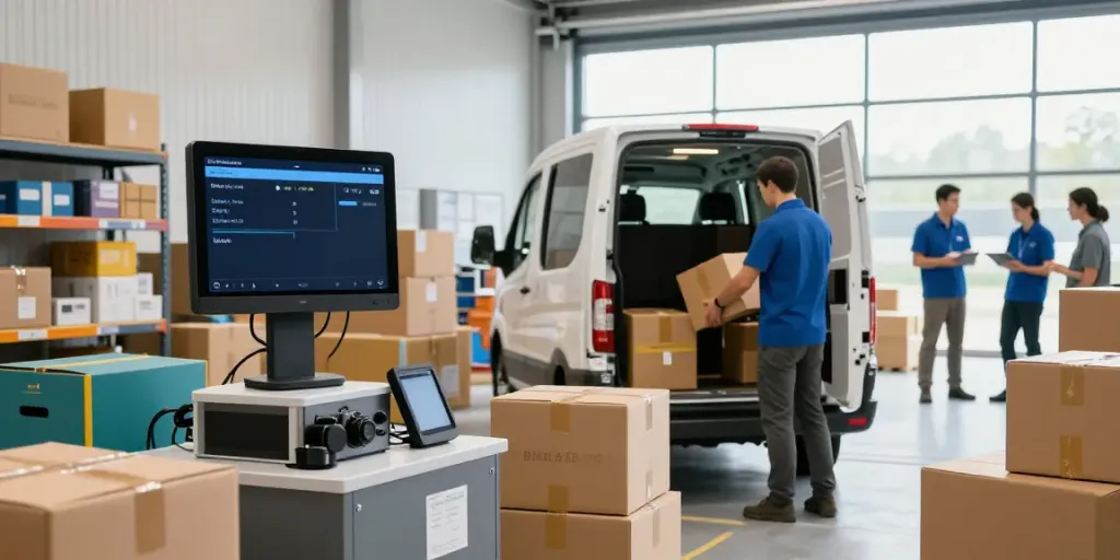 Effizienter Kurierdienst in Bielefeld mit Paketen und modernen Transportmitteln.