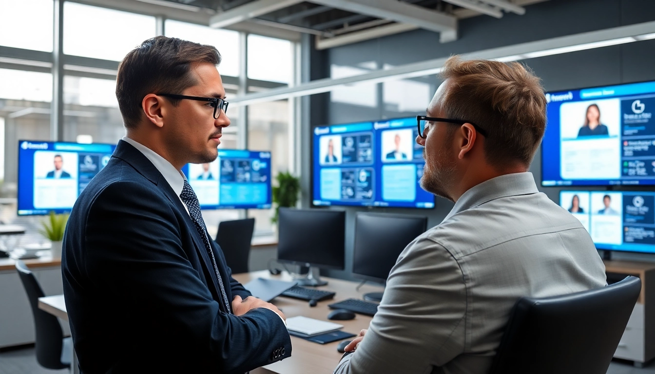 Headhunter IT berät Kunden in einem modernen Büro über Fachkräfte.